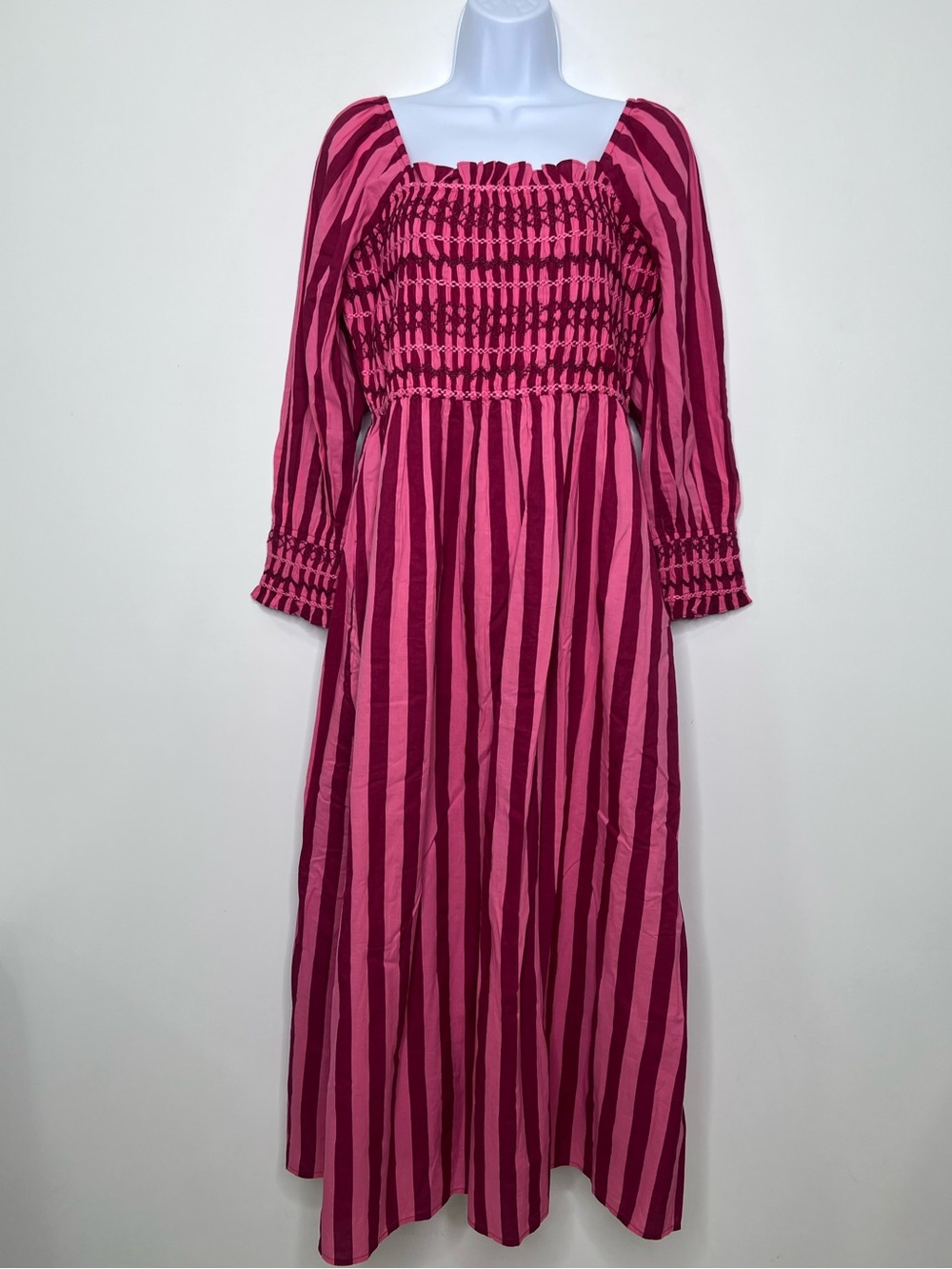 Pink City Prints Burgundy Stripe Florence Dress - Picture 2 of 6